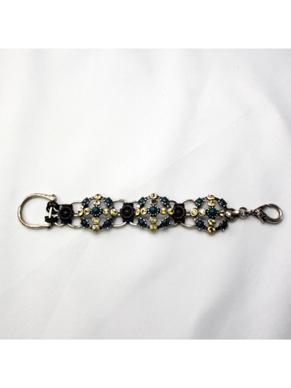VTG LUCKY BRAND Statement Bracelet Green and Light Yellow Set In Silver Tone - Picture 2 of 8